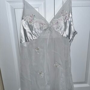 Elegant Silver Embellished Nightgown
